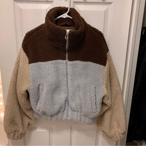 Oak & Fort - Colour Block Sherpa Jacket - Picture 9 of 12